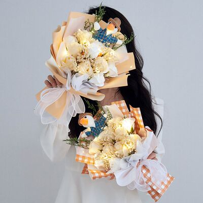 七夕节生日礼物闺蜜玫瑰花情人节送女朋友女生女加油鸭老师教师节