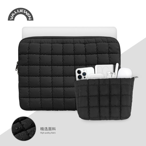 黑色经典Puffy方格子平板电脑包