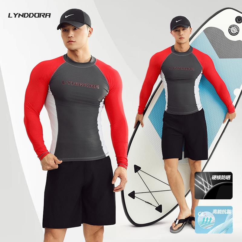 男士长袖防晒泳衣套装新款冲浪衣浮潜水服泳裤漂流游泳上衣水母衣
