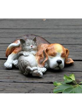 出口单树脂猫狗花园户外庭院露台雕塑装饰动物摆件汪喵CP岁月静好