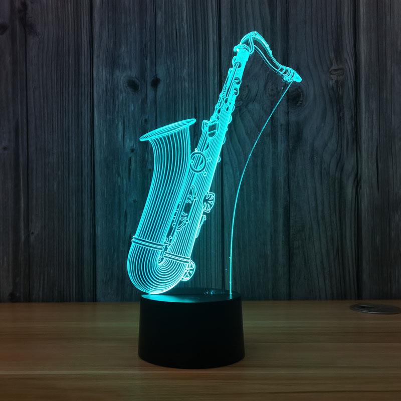 创意萨克斯3d小夜灯七彩氛围桌面装饰灯卧室床头灯酒吧夜店桌台灯