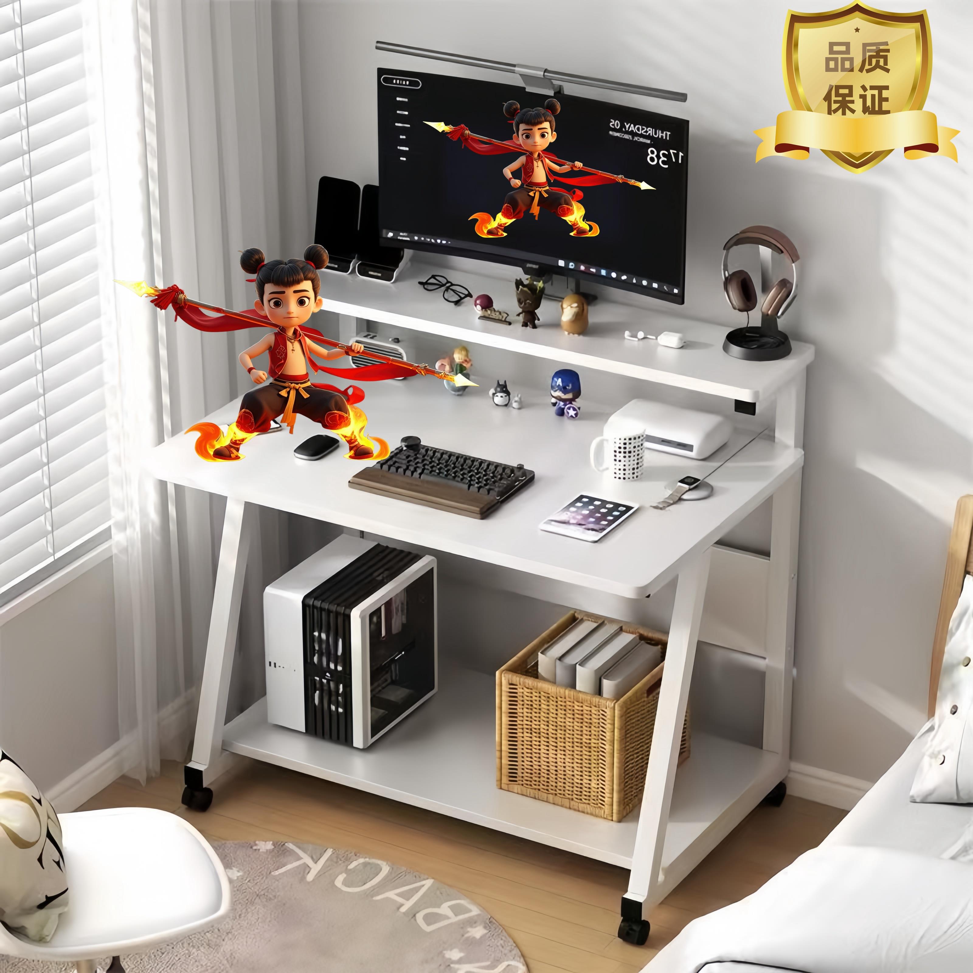 小型台式电脑桌卧室家用简易床边桌办公桌子单人电脑桌可移动书桌