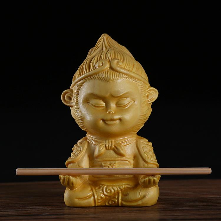 黄杨木雕刻工艺品手把件创意家居装饰汽车摆件齐天大圣孙悟空随身