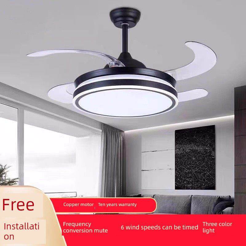 包安装风扇灯圆形隐形吊扇灯led客厅灯简约现代饭厅吊灯餐厅灯具