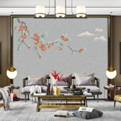 独绣石榴刺绣无缝壁布硕果累累客厅电视沙发背景墙布新