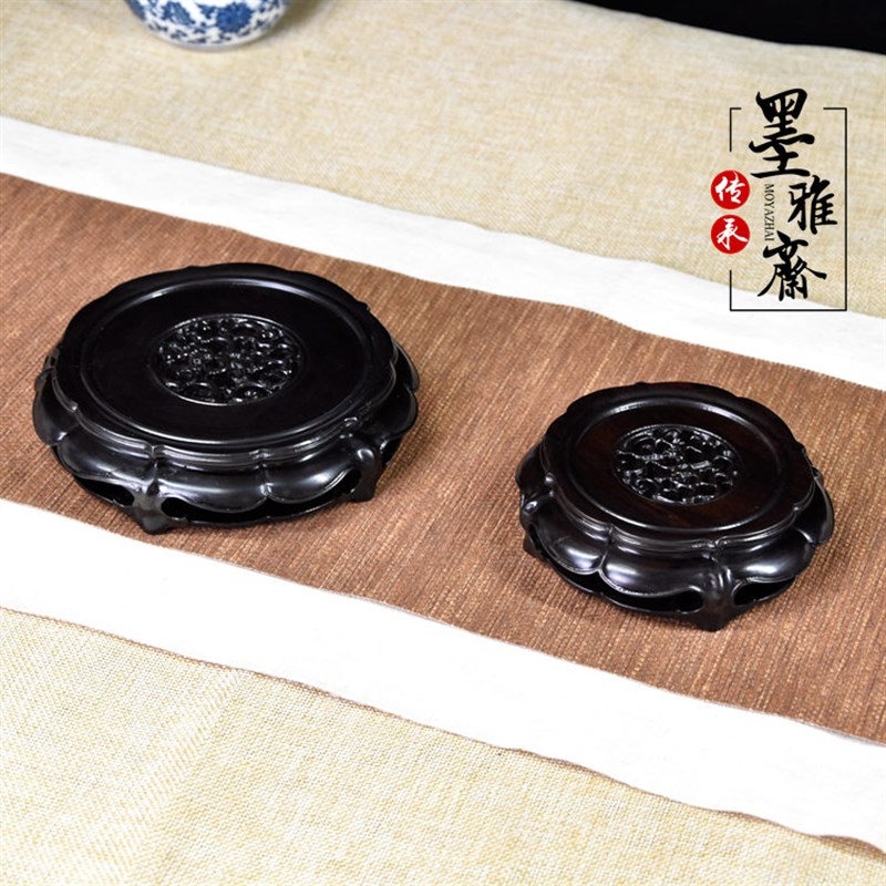 紫光檀实木紫砂壶玉器花瓶瓷器盆景底座红木制整料雕刻木托木垫