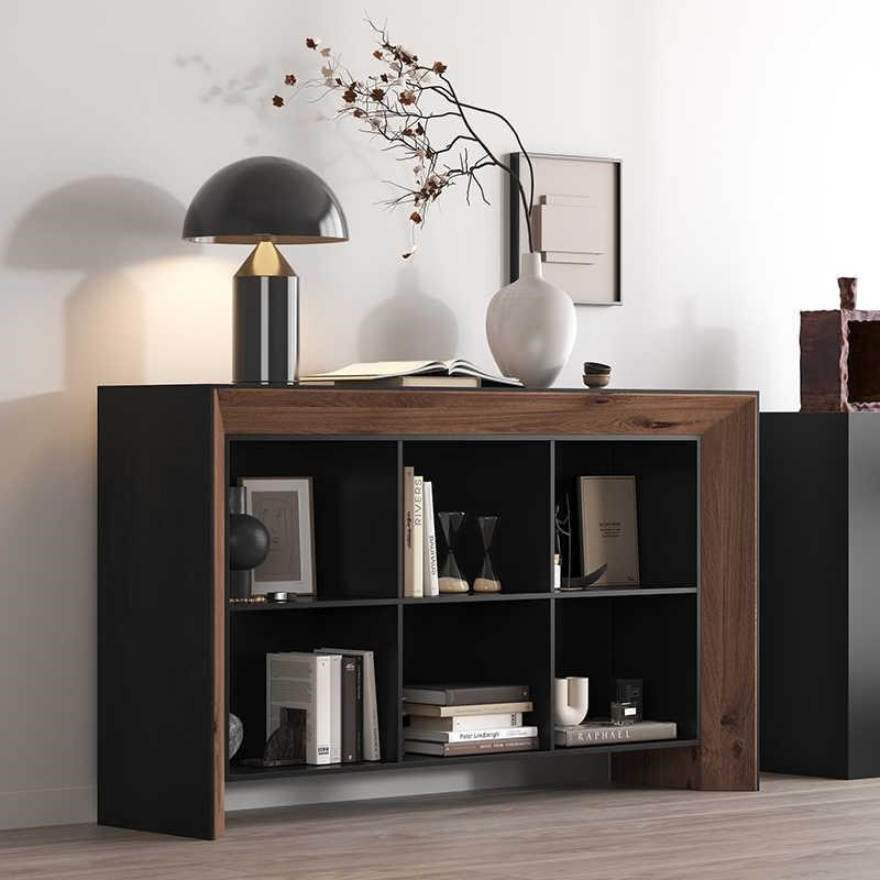 侘寂风黑色实木餐边柜客厅边柜置物柜复古做旧家用民宿装饰玄关柜