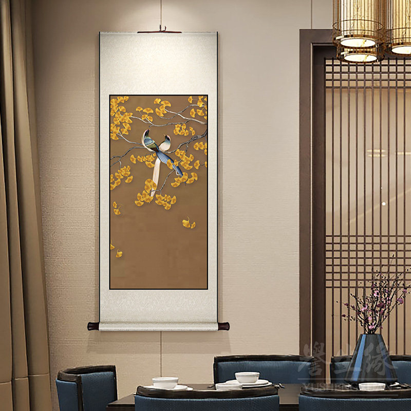 新挂画卷轴牡丹富贵玄关装饰画书房壁画客厅过道墙画,家居饰品,现代装饰画,淘宝优惠券,粉丝福利购,淘宝优惠卷