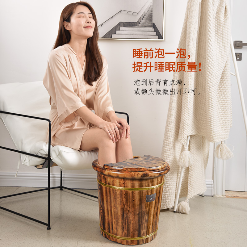 碳化泡脚木桶过小腿保温洗脚泡脚桶实木洗脚盆家用木质足浴木脚盆