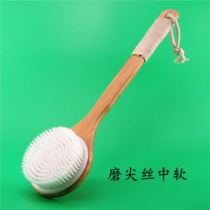 8厘米超长楠竹弯柄猪鬃刷植物丝刷化纤丝沐浴刷马鬃洗澡长柄浴刷