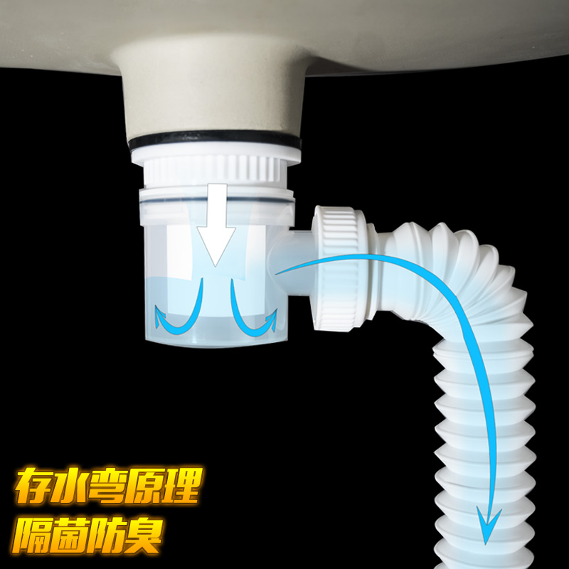 白色陶瓷弹跳下水器带铜提篮洗手盆洗面盆下水管按压式防堵防臭