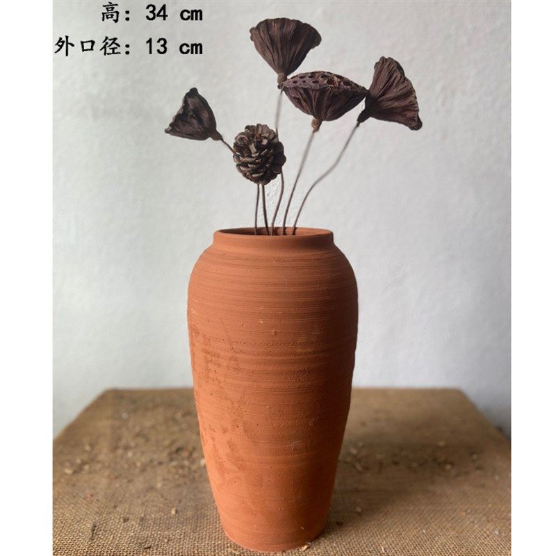 土陶粗陶插瓶陶罐透气复古大号红陶桩盆泥瓦盆,家居饰品,花盆,淘宝优惠券,粉丝福利购,淘宝优惠卷