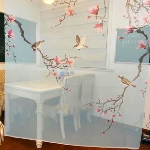 半丝绢纱屏风面透纱卷帘挂帘乔其纱透景帘纱画打印喷绘