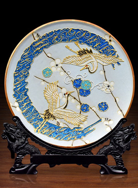 白鹭雪梅仿古摆件陶瓷贴金漆线雕工艺品家居饰品厦门伴手礼纪念品