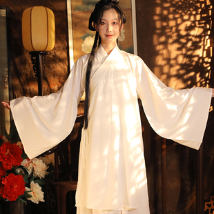 汉服男女黑白中衣中裤补服交w领纯棉古装里衣内搭春夏睡衣中裙云