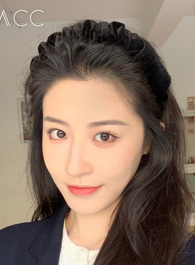 黑色发箍女洗脸夏褶皱垫高颅顶秋冬发卡宽边复古法式高级短发头箍