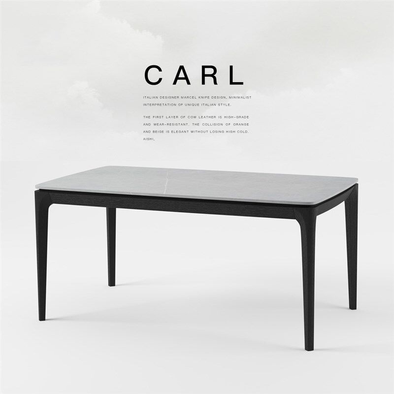 岩板餐桌现代简约轻奢吃饭实木桌子家用1K.4米小户型长方形餐台