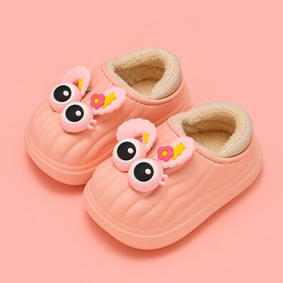 女童包跟棉拖鞋儿童可爱秋冬季防水加绒保暖防滑小孩男女宝宝冬鞋