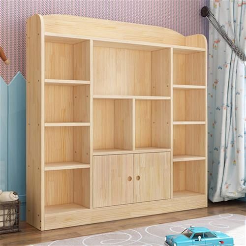 现货儿童实木书架 书柜 桌面简易置物架简约原木落地Y学生松木书