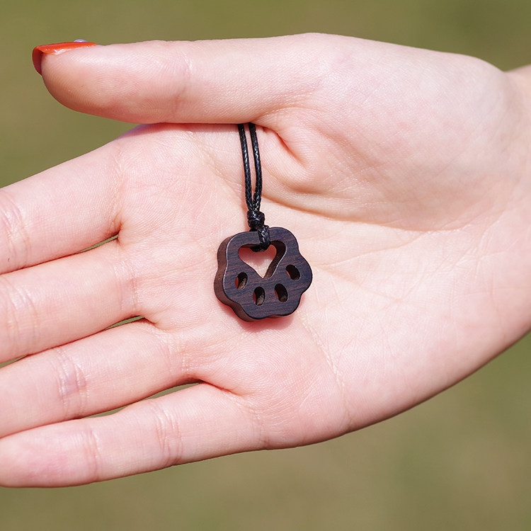 【云何雅物】檀木质狗爪爪文艺锁骨链项链男女情侣木吊坠挂饰礼物