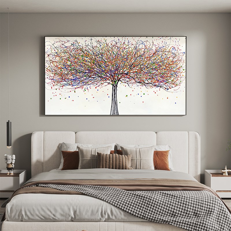 网红代轻奢现f意时尚艺术金色发财树创餐装饰画沙客厅发挂厅画卧图片