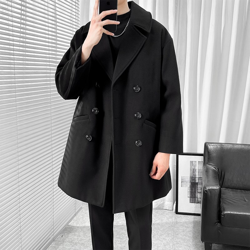秋冬季新b爆款中长款毛呢大衣男士韩版呢子风衣过膝外套F4308/P10