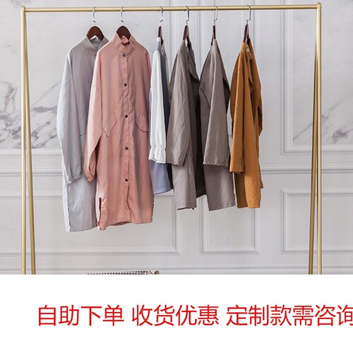 单杆式金色晾衣架落地晾衣杆室内经济结实室挂衣服架子可移动带轮