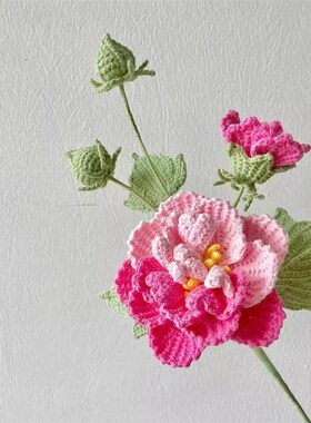 毛线手工编织芙蓉花束成品阿富汗B针织木芙蓉手钩花朵立体花束成