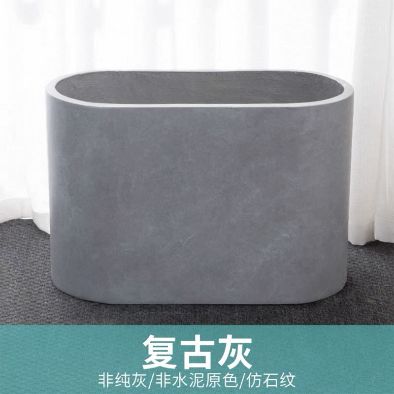 新款圆角镁泥花盆椭圆形水泥花盆长条花箱马槽北欧风绿植隔断盆景