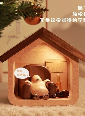 躺平鸭实木床头触摸m充电夜灯婴儿喂奶氛围灯摆件创意礼品生日礼