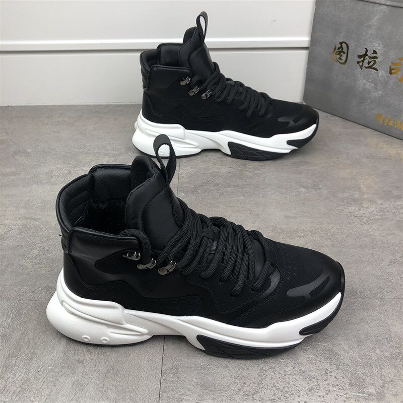 冬季高帮加绒保暖厚底运动休闲鞋韩版百搭增高老爹鞋网红潮流男鞋