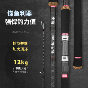 插节并继锚鱼竿远投竿海钓滑漂杆路亚竿鲈鱼杆抛竿三节远投锚鱼杆