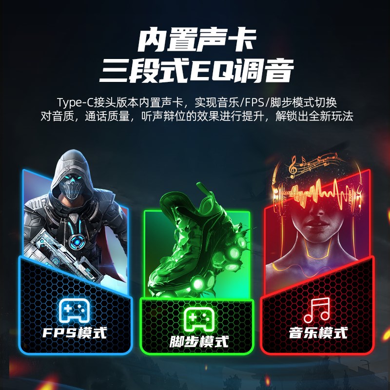 Piva主播同款派威S6电竞有线耳机内置声卡吃鸡游戏高音质听声辨位