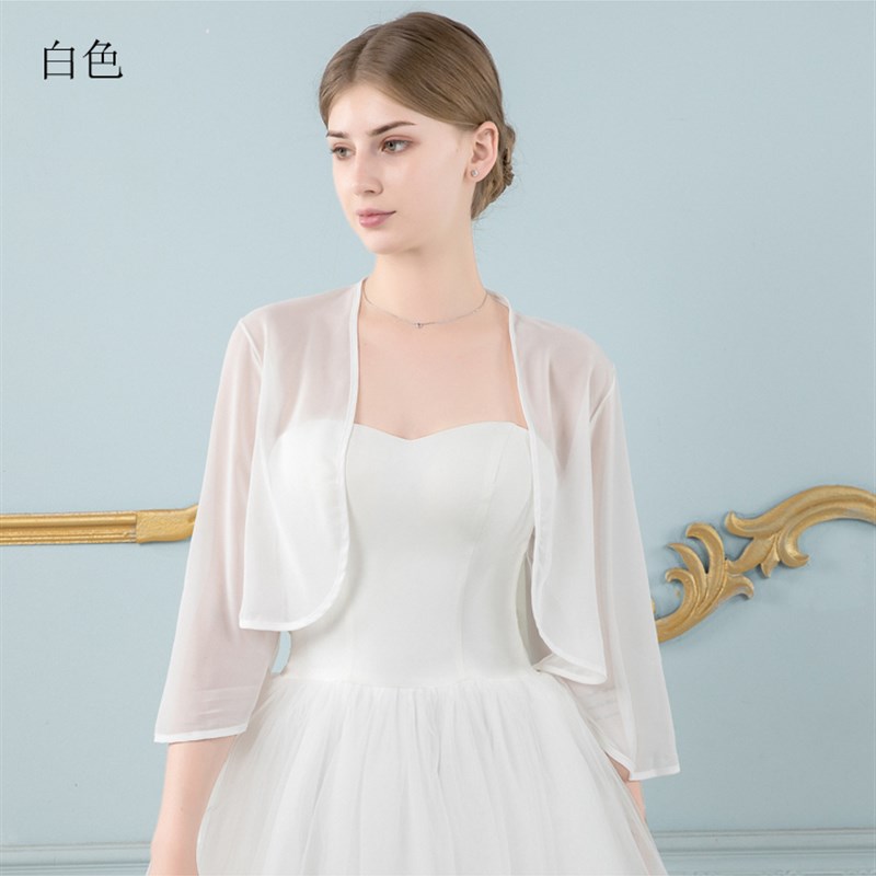 雪纺披肩夏季配裙子婚纱礼服外搭吊带中长款短裙汉服百搭外套马甲