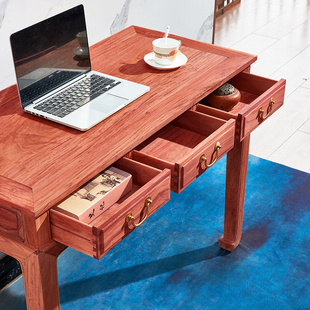 缅甸梨书桌红木家具大果紫檀实木写字台家用中式 办公电脑桌