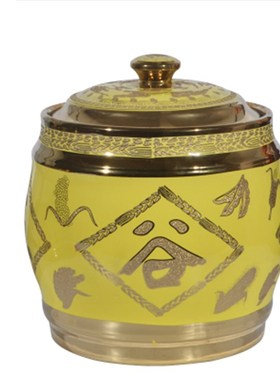 陶瓷米缸米桶带盖2斤斤存粮密封防潮防虫蛀家用公斤五谷丰登