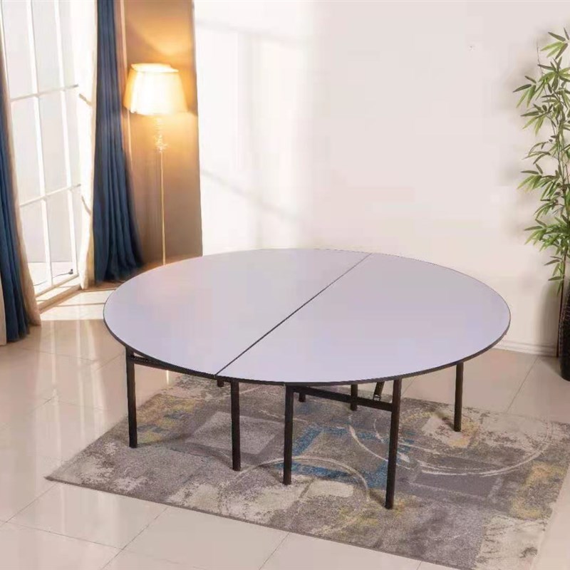 饭店家用酒店餐桌大圆桌子10人15人20人折叠PVC圆桌转盘圆台面板