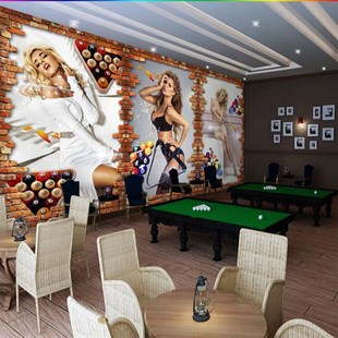 台球室墙面装饰海报画背景墙图片墙自粘壁画台球厅纸大墙纸
