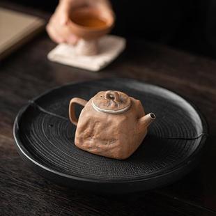 老岩泥手作茶壶泡茶家用复古纯手工鎏银带过滤泡功夫茶具单壶中式
