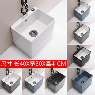 卫生间墩布池新款 拖把池家用阳台北欧灰色小号陶瓷洗拖布池落地式