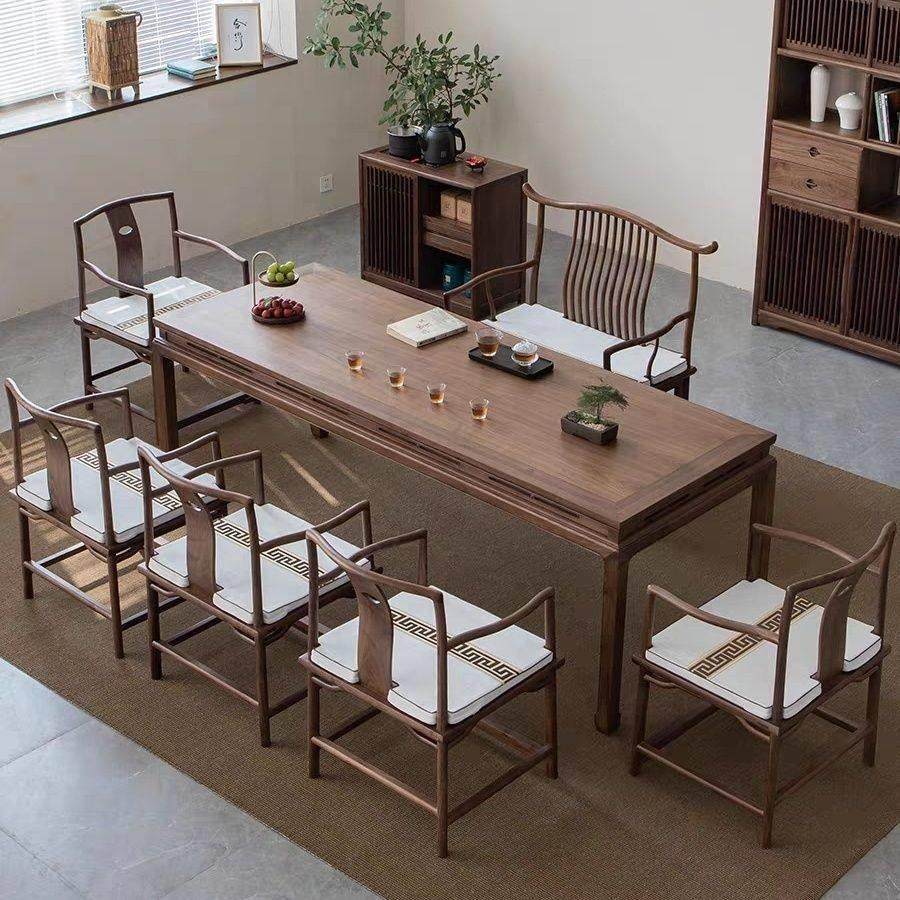 老榆木新中式实木茶桌椅组合茶室禅意茶艺桌黑胡桃木茶台泡茶桌,住宅家具,家用茶台/茶桌,淘宝优惠券,粉丝福利购,淘宝优惠卷