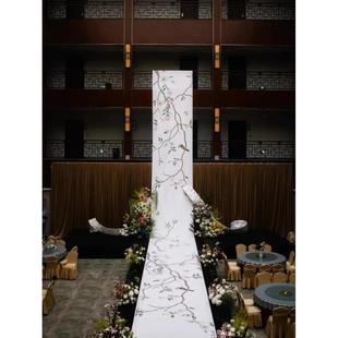 中国风婚庆地毯人在画中游背景喜上眉梢结婚舞台布用品置长卷画轴