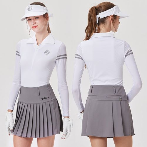 2024BG高尔夫长袖T恤女士防晒衣夏季速干透气女士V上衣韩版半身裙