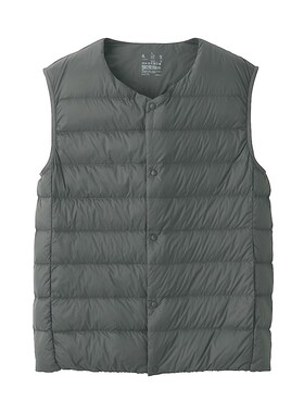 日系羽绒马甲背心无领男马甲无袖休闲H坎肩修身保暖羽绒内胆短外