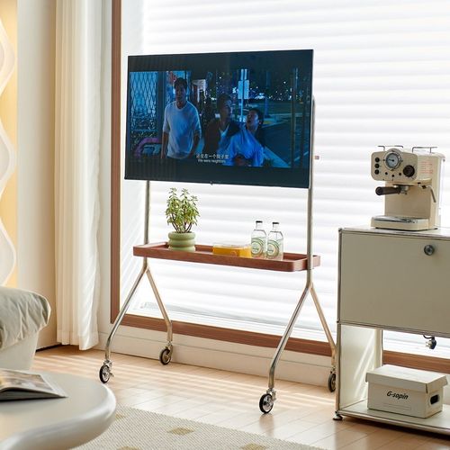 北欧可移动家用小l户型电视支架落地客厅显示器带轮金属挂架电视