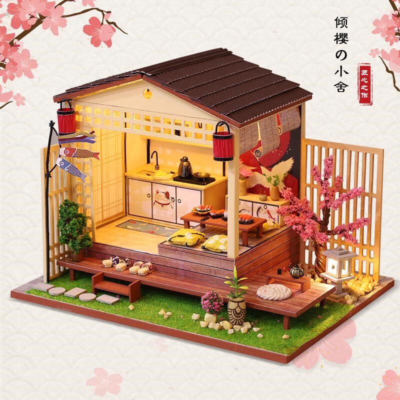 diy手工小屋模型礼物房子拼装生日建筑日式制作木质创意女店铺小