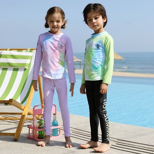 防晒中小男女童专业防晒速干沙滩游泳 长裤 2024新款 儿童k泳衣长袖