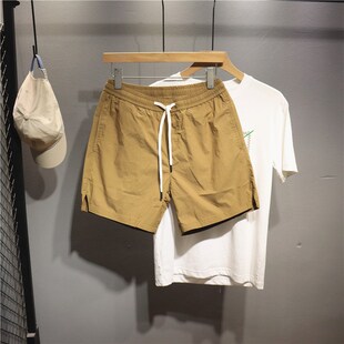 舒透松紧裤 毒类港风复古开h衩休闲短裤 男跑步健身训练透气四分裤