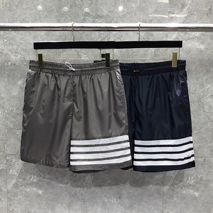 薄 海边休闲男五分裤 TB沙滩裤 男女松l紧四杠网格宽松速干运动短裤