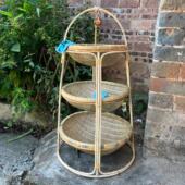 刘家人竹编手工竹藤编织三层猫窝猫床四季 通用宠物凉窝置物架果篮